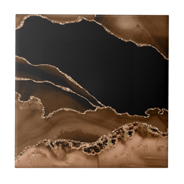 Carreau Faux Desert Brown marbré Agate de pierre contempor (Devant)