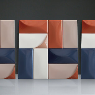 Carreau Faux Relief Glaçurée Bleu Orange Brûlé Décoration