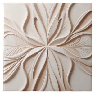 Carreau Faux Relief Pastel Beige & blanc Moderne Abstrait