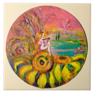 Carreau FÉE DES TOURNESOLS jaune rose ivoire