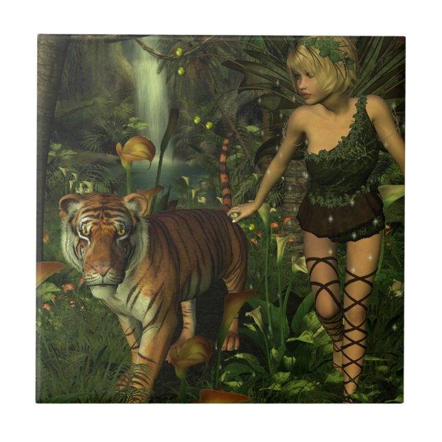 Carreau Fée et tigre dans la jungle (Devant)
