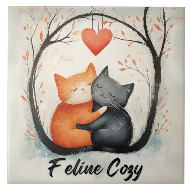 Carreau Feline Cosy Chats Doux Kitten Love Art (Devant)