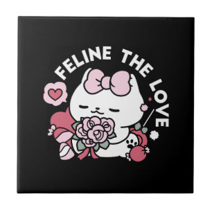 Carreau Feline the Love - Design de chat de la belle Valen