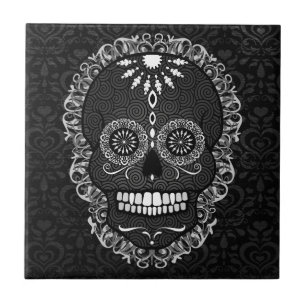 Carreau Feliz Muertos - tuile de fête de crâne de sucre
