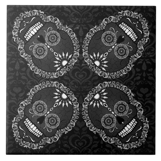 Carreau Feliz Muertos - tuile de fête de motif de crâne de (Devant)