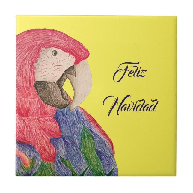 Carreau Feliz Navidad Parrot Christmas Macaw (Devant)