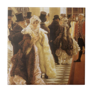 Carreau Femme à la Mode par Tissot, Art Victorien Ancien