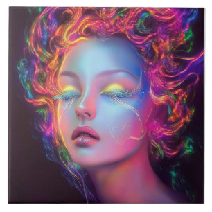 Carreau Femme Alien aux cheveux cosmiques
