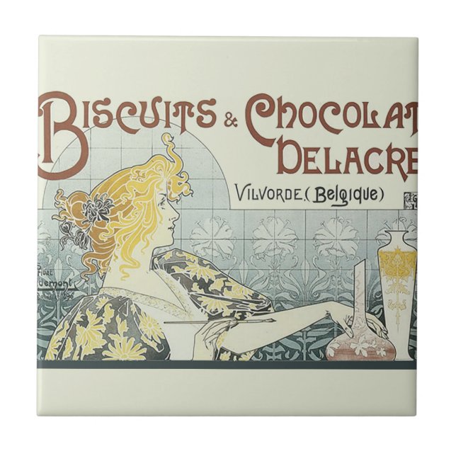 Carreau Femme Art Nouveau Chocolat (Devant)