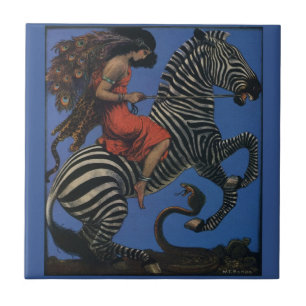 Carreau Femme Art Nouveau Zèbre Vintage Life 1922