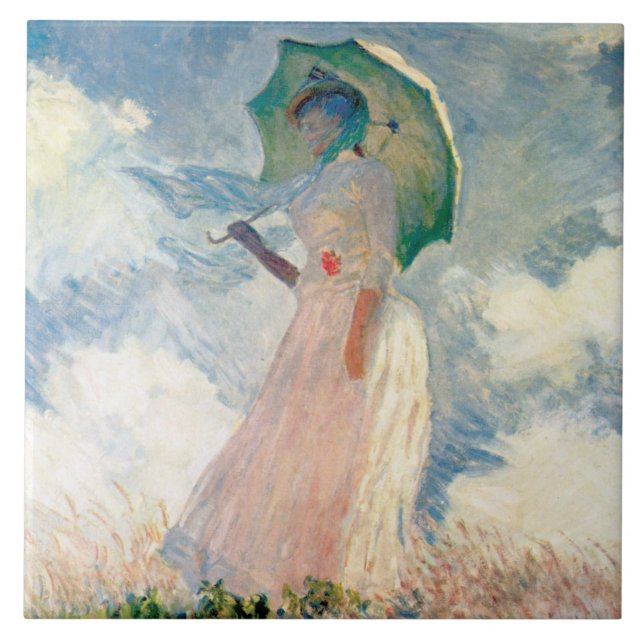 Carreau Femme avec Parasol Promenade Monet (Devant)