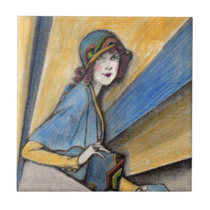 Carreau Femme branchée en casquette cloche 1930