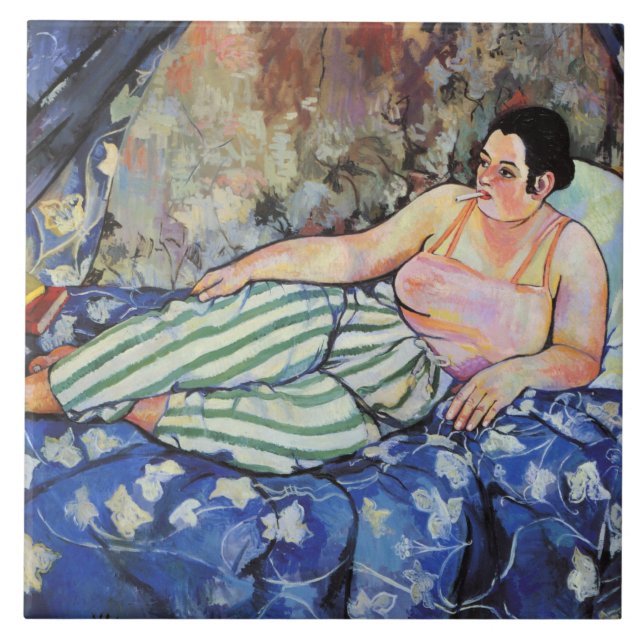 Carreau Femme dans la chambre Bleue (par Suzanne Valadon) (Devant)