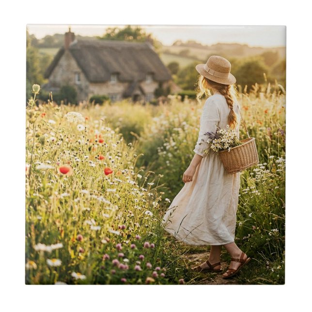Carreau Femme dans un champ de blé (Devant)
