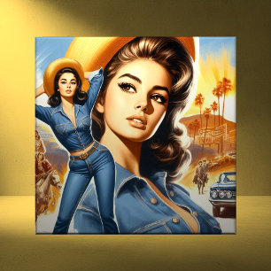 Carreau Femme de campagne en jeans vintage