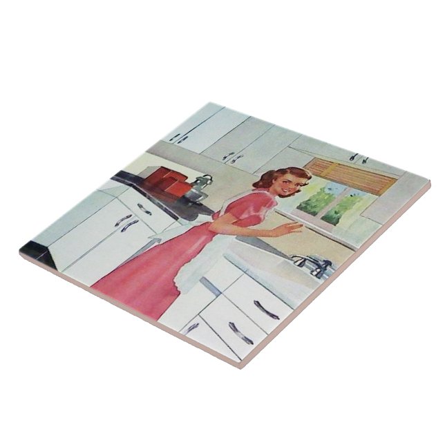 Carreau femme de cuisine vintage rétro (Côté)