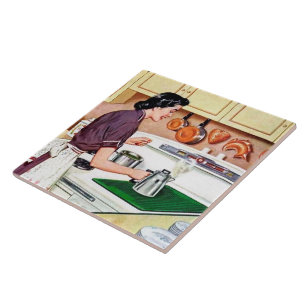 Carreau femme de cuisine vintage rétro