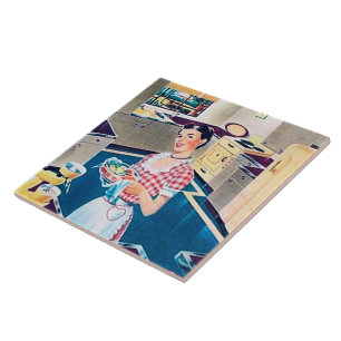 Carreau femme de cuisine vintage rétro