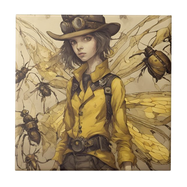 Carreau Femme d'insectes Steampunk (Devant)