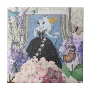 Carreau Femme élégante bleue Robe florale Chic
