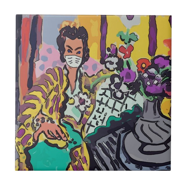 Carreau femme en Masque, art (Devant)