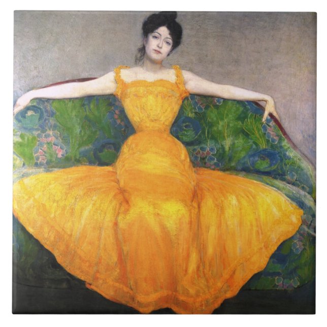 Carreau Femme en robe jaune (par Max Kurzweil) (Devant)