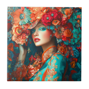 Carreau Femme-fleurs