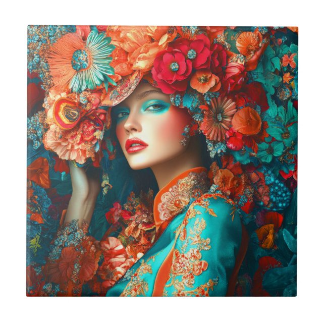 Carreau Femme-fleurs (Devant)