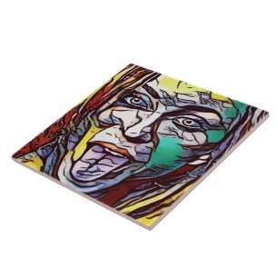 Carreau Femme Graffiti Peinture Art Visage Couleur Oeil