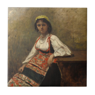 Carreau Femme italienne (La Morieri) par Corot