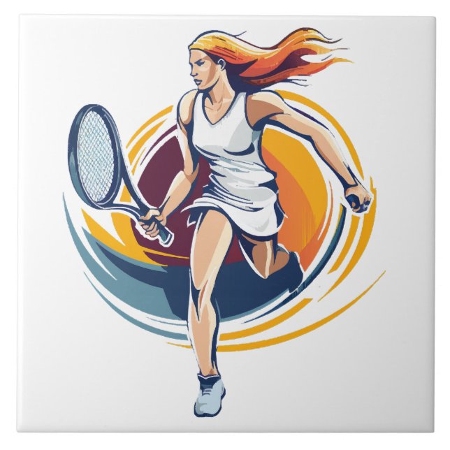 Carreau femme jouant au tennis (Devant)
