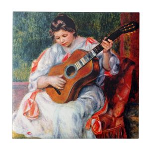 Carreau Femme jouant la guitare par Pierre Renoir