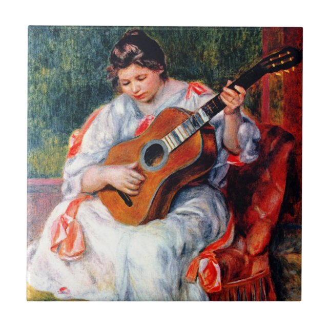 Carreau Femme jouant la guitare par Pierre Renoir (Devant)