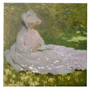Carreau Femme lisant le printemps Monet