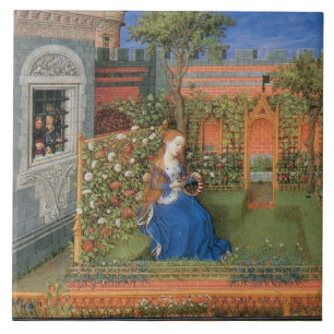 Carreau Femme médiévale dans le jardin de roses