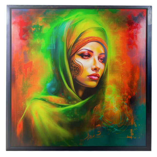 Carreau Femme mystique aux couleurs du néon (Devant)