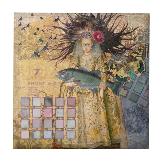 Carreau Femme Poissons Vintage Classique Gothique (Devant)
