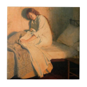 Carreau Femme réveillée par le feu devant son lit