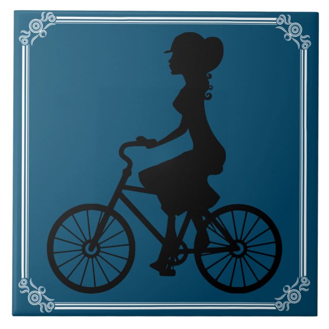 CARREAU FEMME SUR LE VÉLO (Devant)