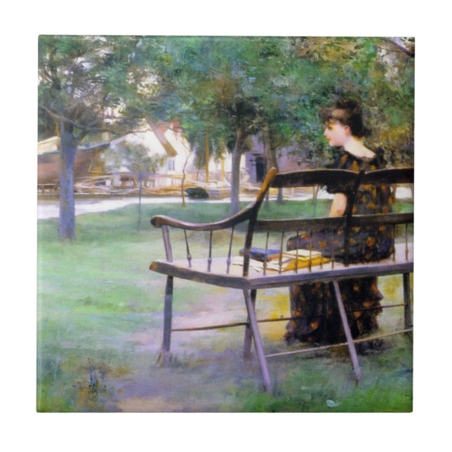 Carreau Femme sur un banc (par Edwin Austin Abbey) (Devant)