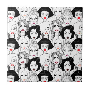 Carreau Femmes avec le motif de rouge à lèvres
