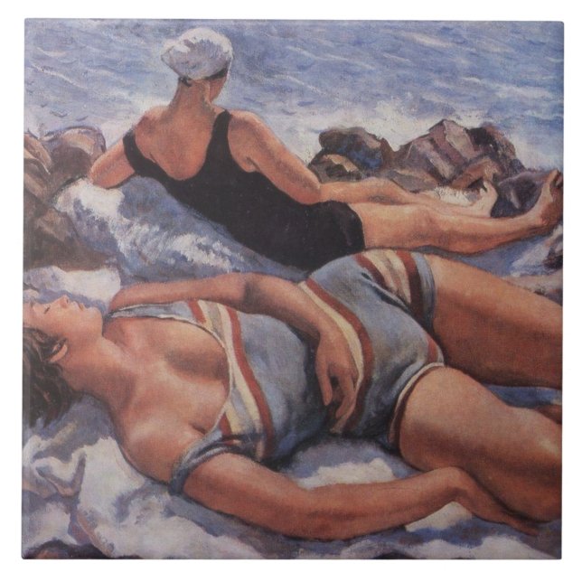Carreau Femmes bronzage sur la plage (par Serebriakova) (Devant)