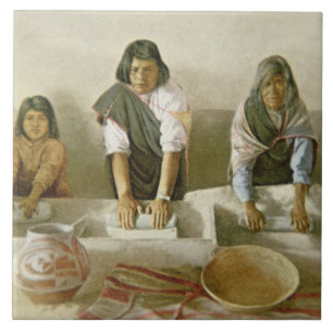 Carreau Femmes rectifiant le maïs, pueblo de Laguna,