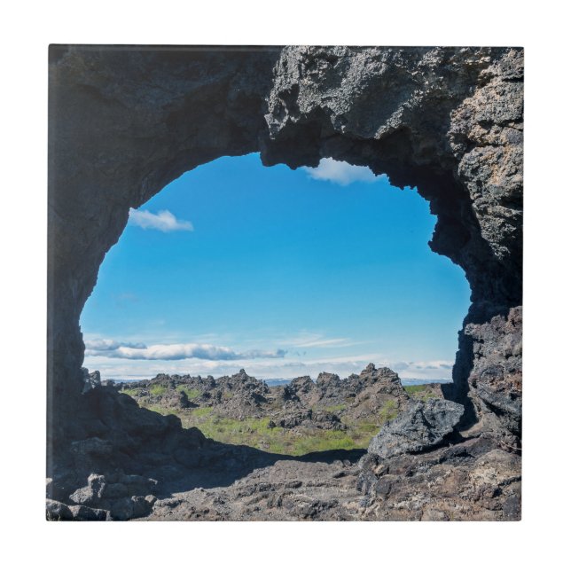 Carreau Fenêtre de lave à Dimmuborgir, région de Myvatn -  (Devant)