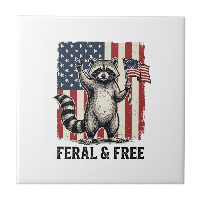 Carreau Feral and Free Patriotic Raccoon Vintage Shirt Des (Devant)