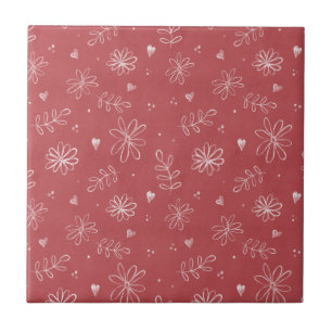 Carreau Ferme Florale Rose Carrelage en céramique rouge