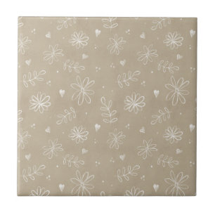 Carreau Ferme Florale Simple Tan Beige Carrelage en cérami