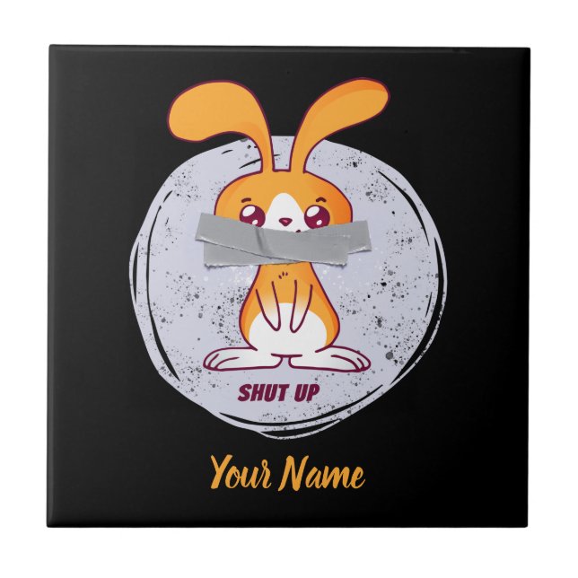 Carreau Ferme-la Lapin Design de Bande Dessinée Drôle et S (Devant)