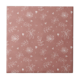 Carreau Ferme Pink Mauve Floral Carrelage en céramique