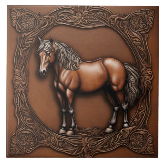 Carreau Ferme Ranch Western Pays Cheval Brown (Devant)